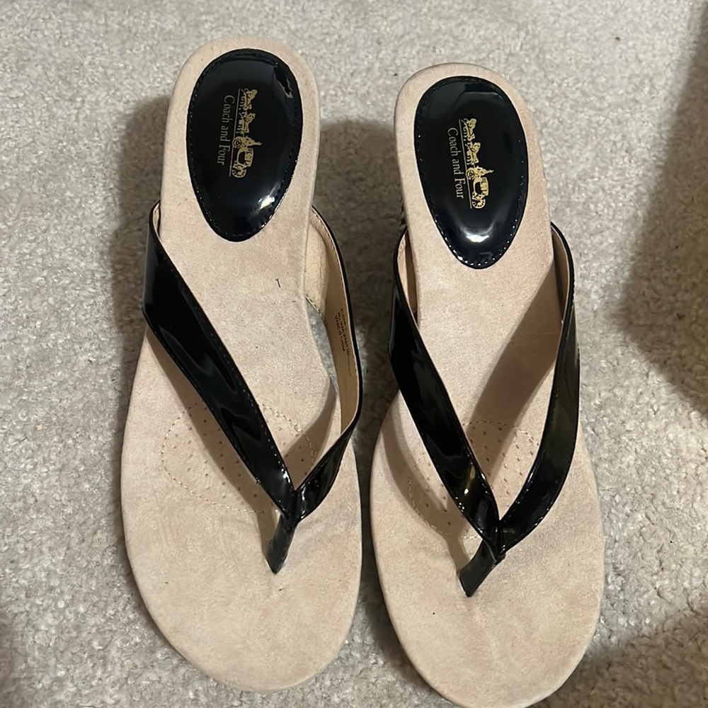 Coach and four thong wedge sandals